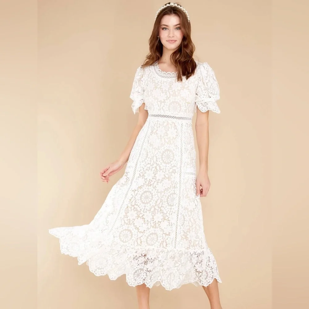 Just Me White Lace Dress - Picture 1 of 11